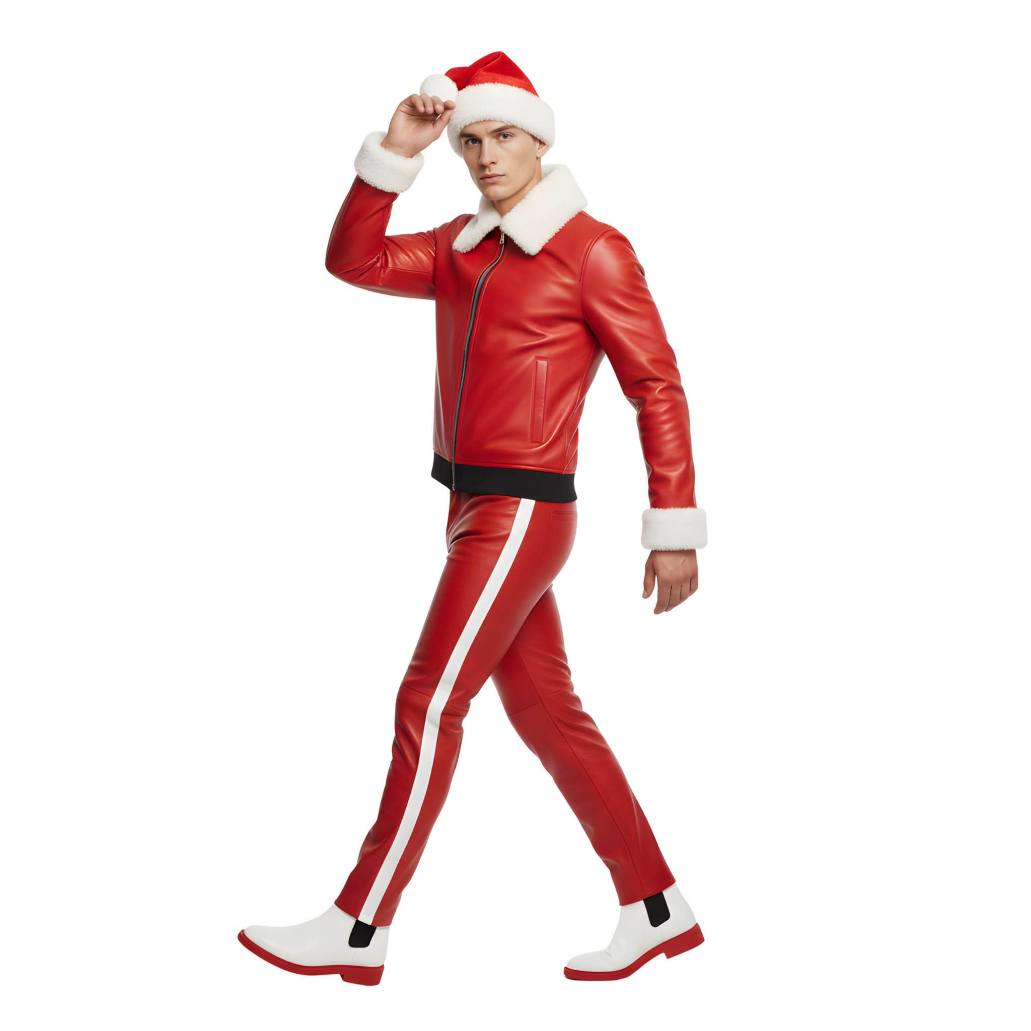 Men’s Red Leather Christmas Costume Men’s Red Leather Christmas Costume