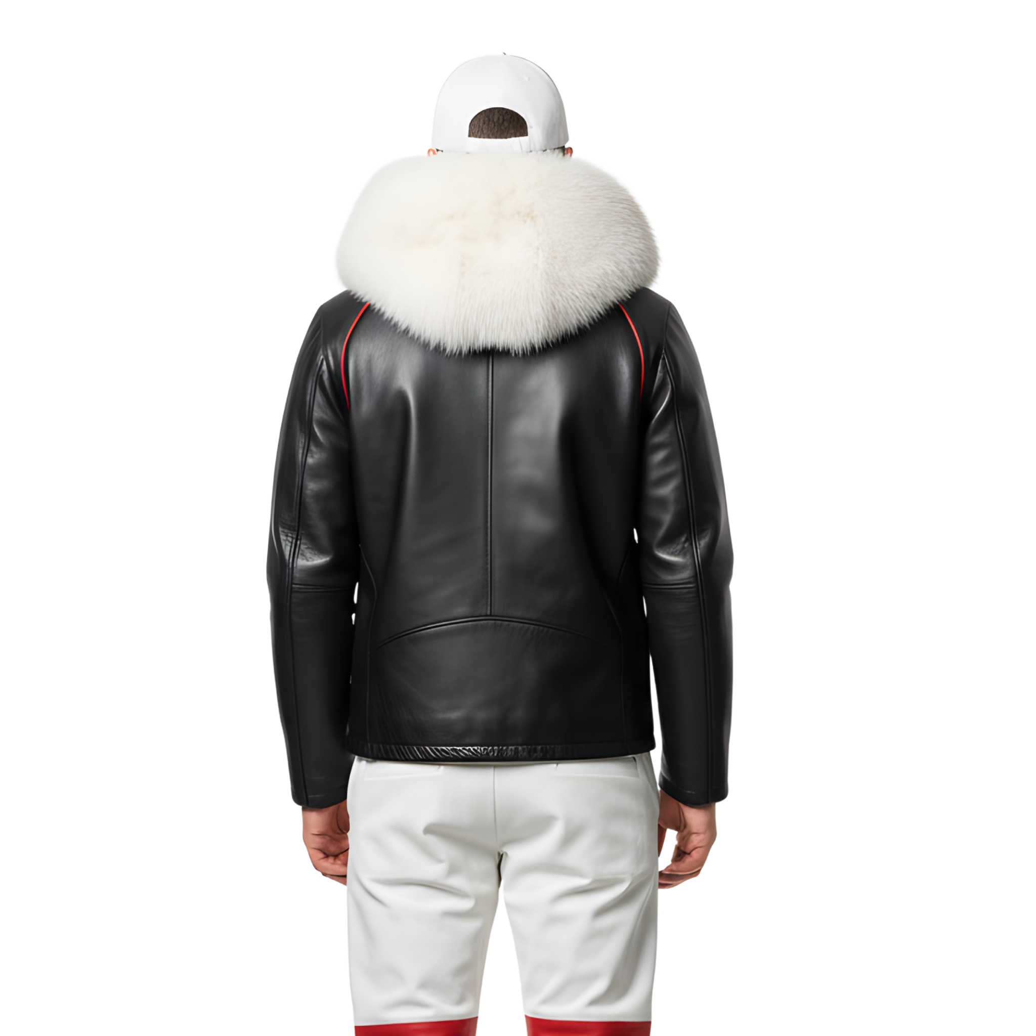 Men’s Black Leather Winter Jacket with Fur Hood Men’s Black Leather Winter Jacket with Fur Hood