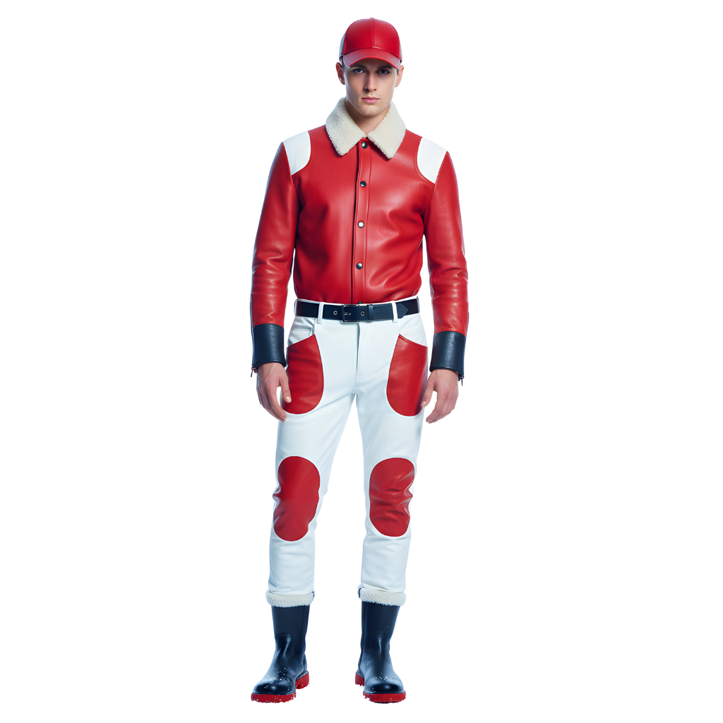 Men’s Red & White Leather Christmas Outfit