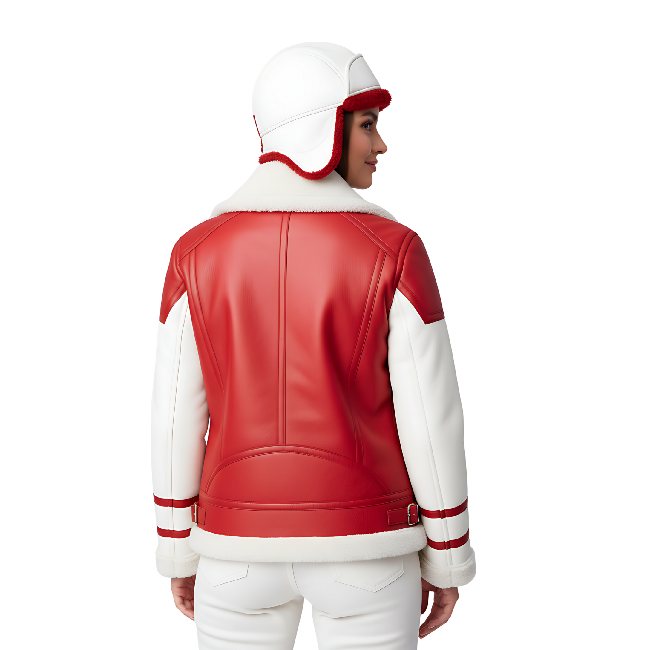 Women’s Red & White Leather Christmas Jacket