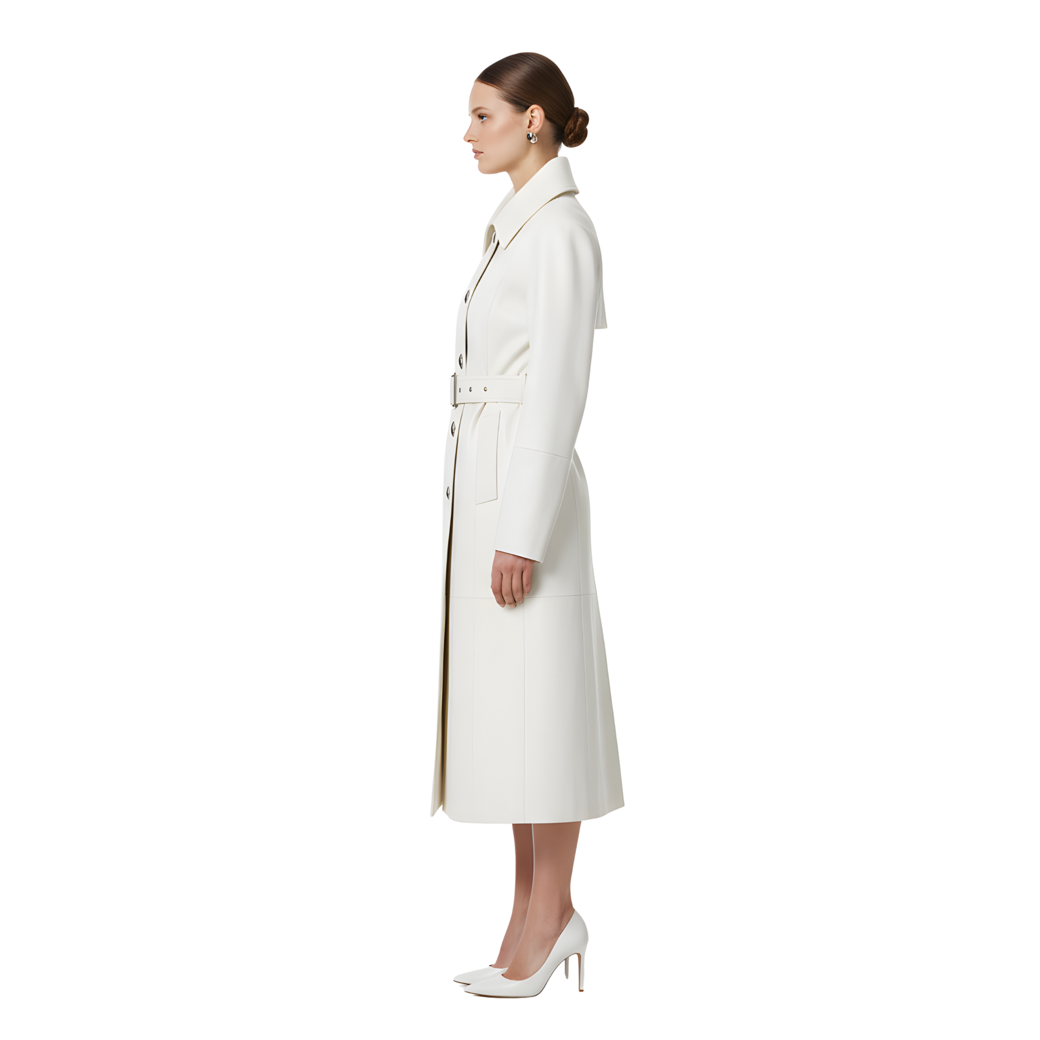 Women’s White Leather Trench Coat