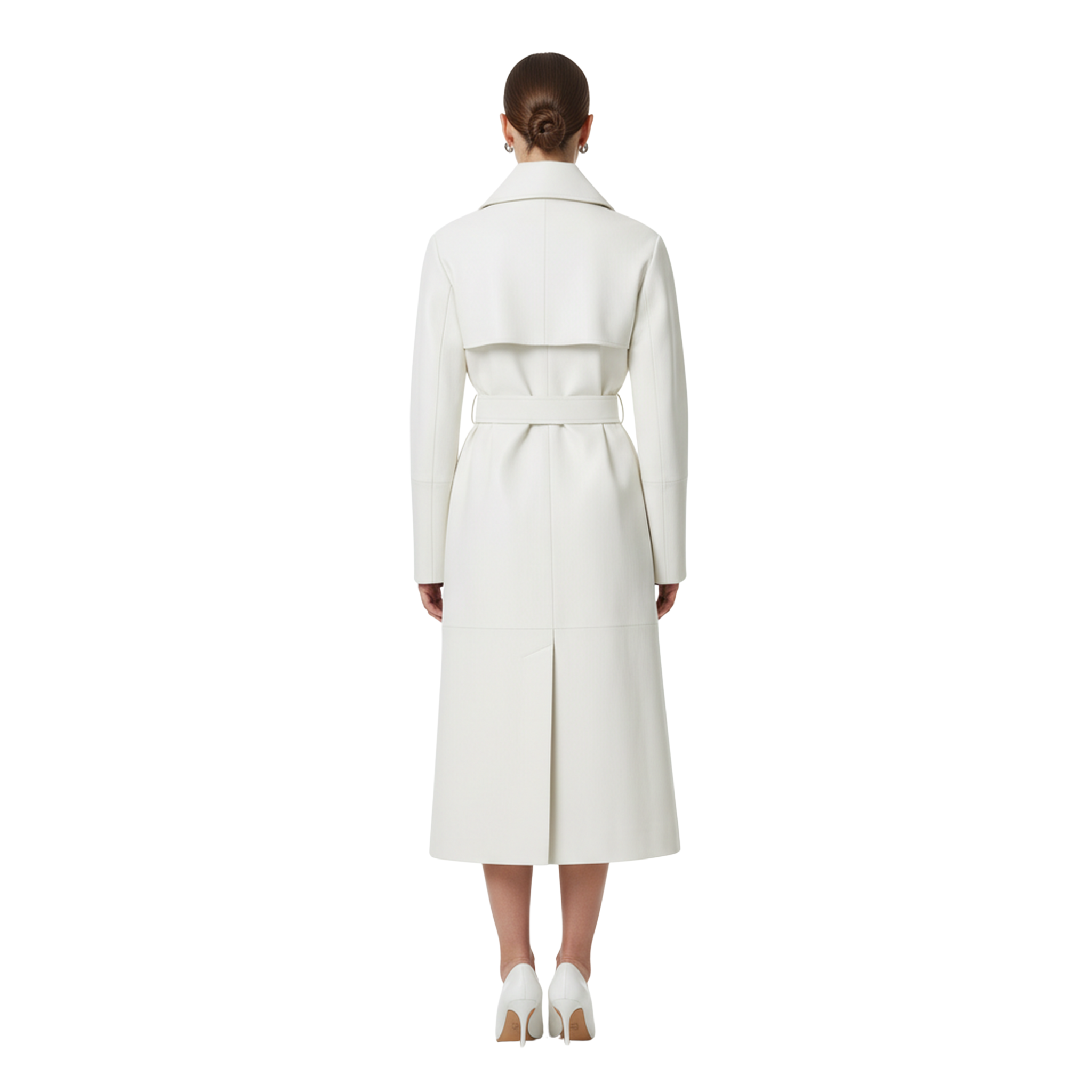 Women’s White Leather Trench Coat