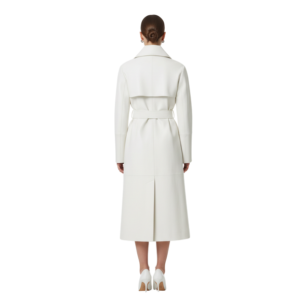 Women’s White Leather Long Coat