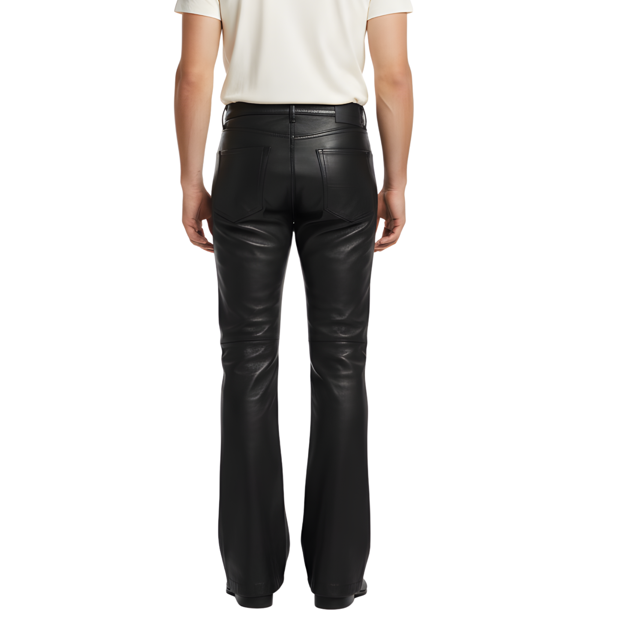 Men’s Black Flared Leather Pants