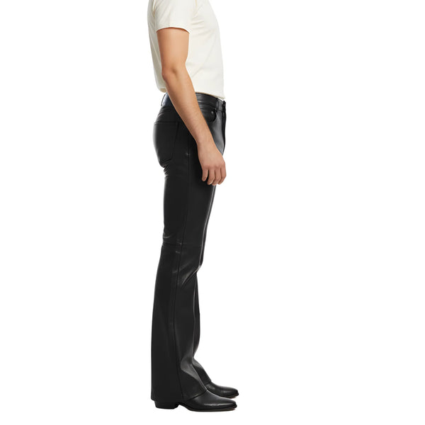 Men’s Black Flared Leather Pants