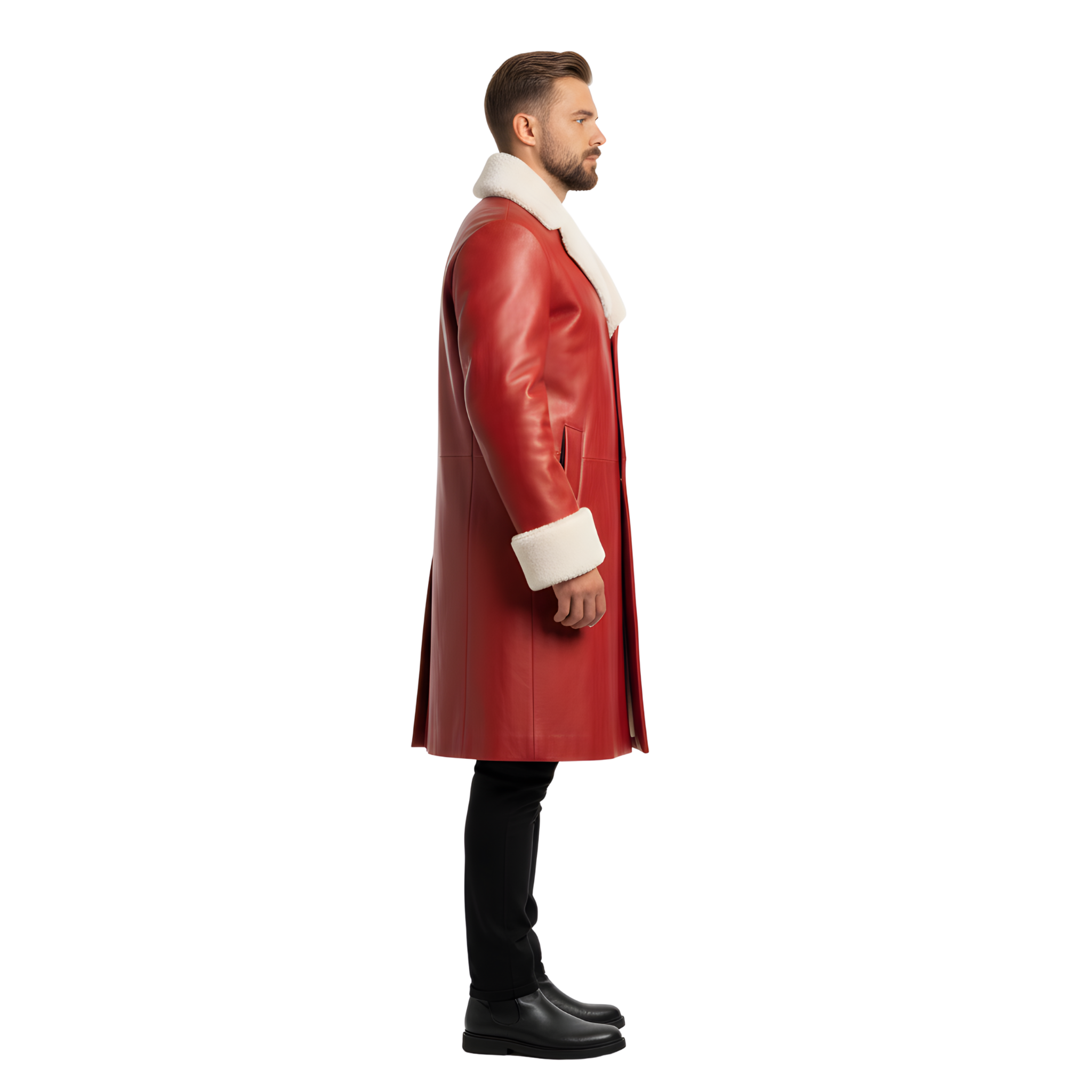 Men’s Red Leather Christmas Coat