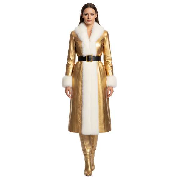 Women’s Golden Leather Christmas Coat