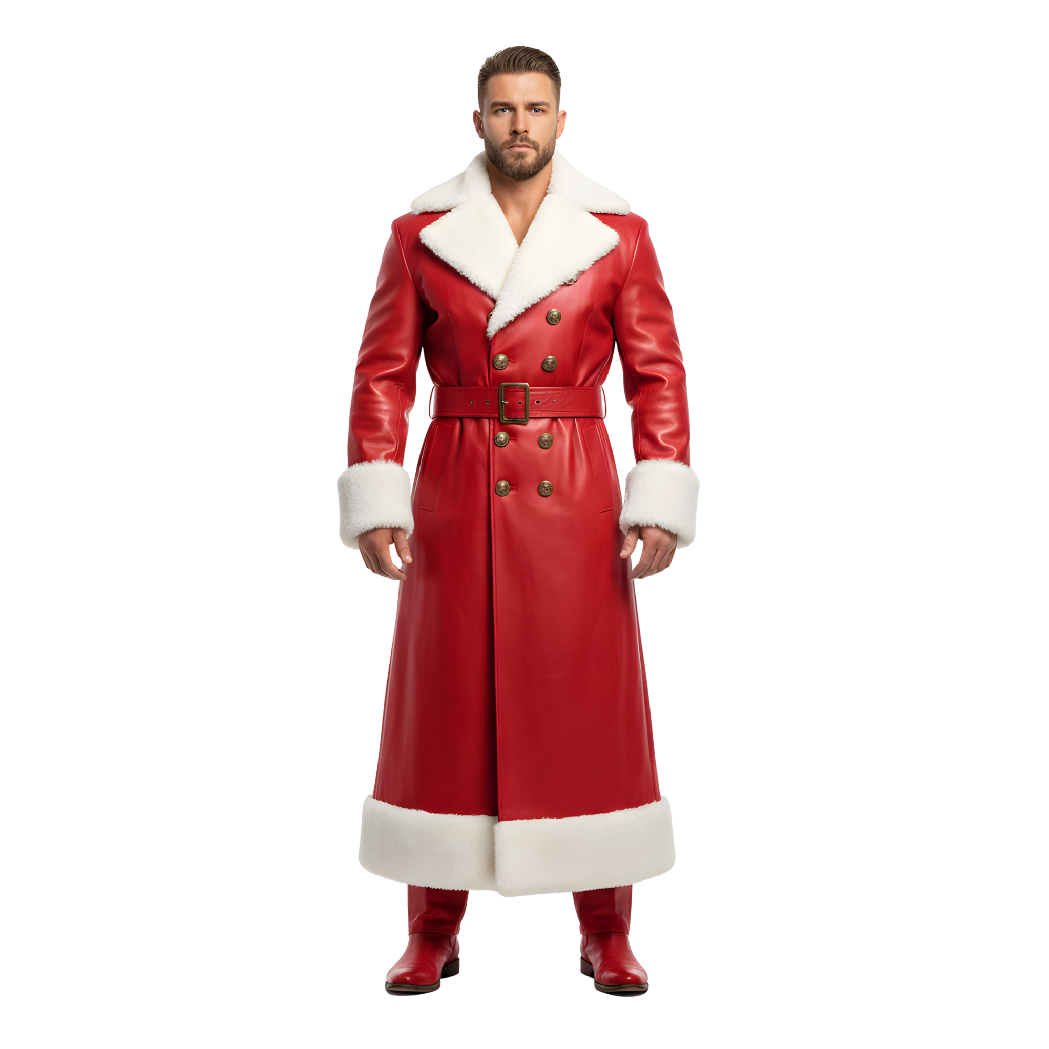 Men’s Santa Red Leather Coat