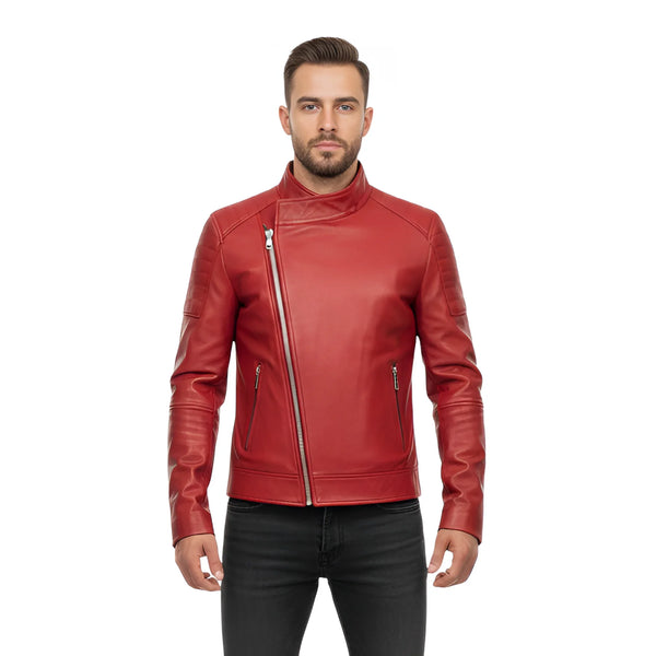 Men’s Red Leather Biker Jacket
