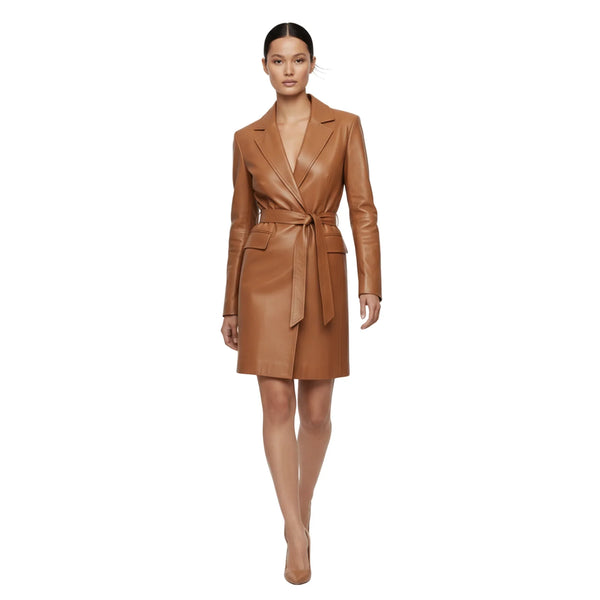 Women’s Tan Leather Coat Dress