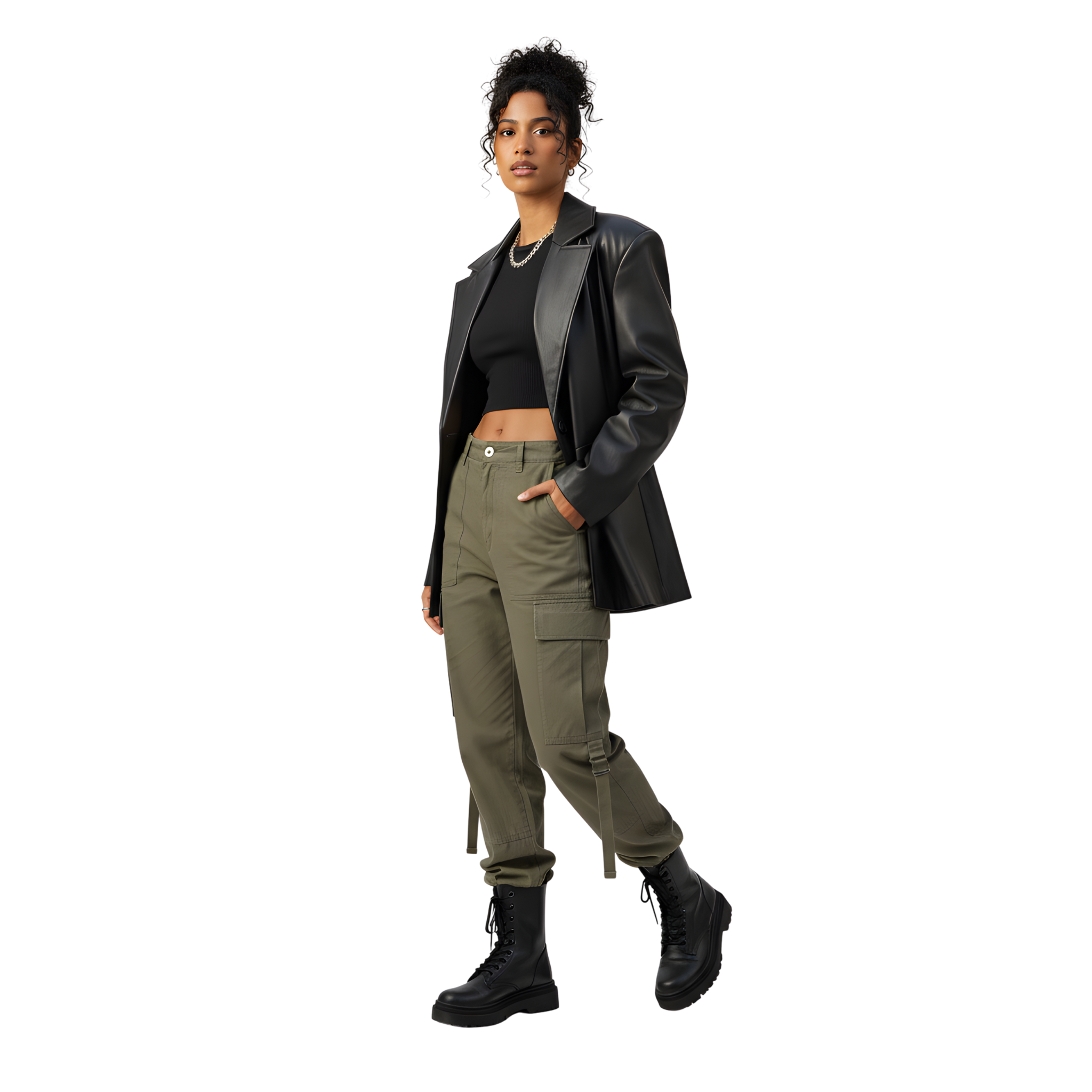 Women’s Oversized Black Leather Blazer