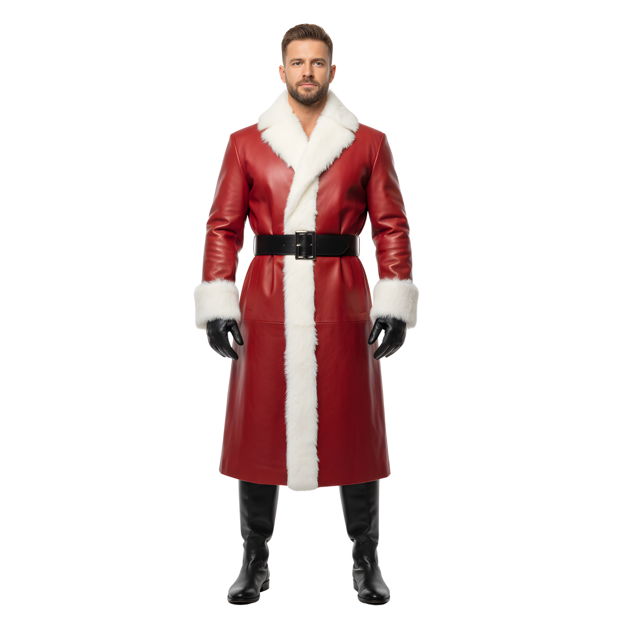 Men’s Red Leather Santa Coat