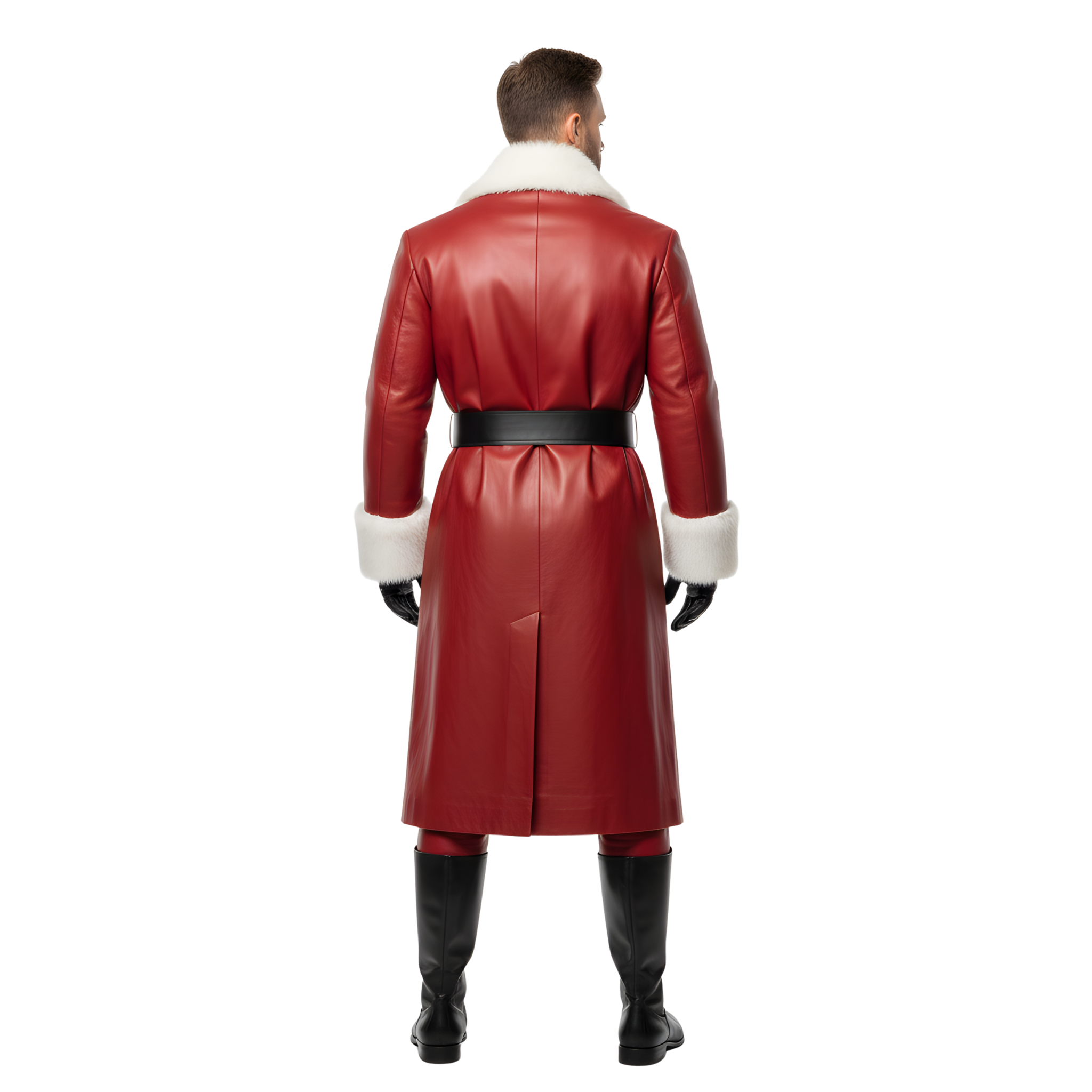Men’s Red Leather Santa Coat