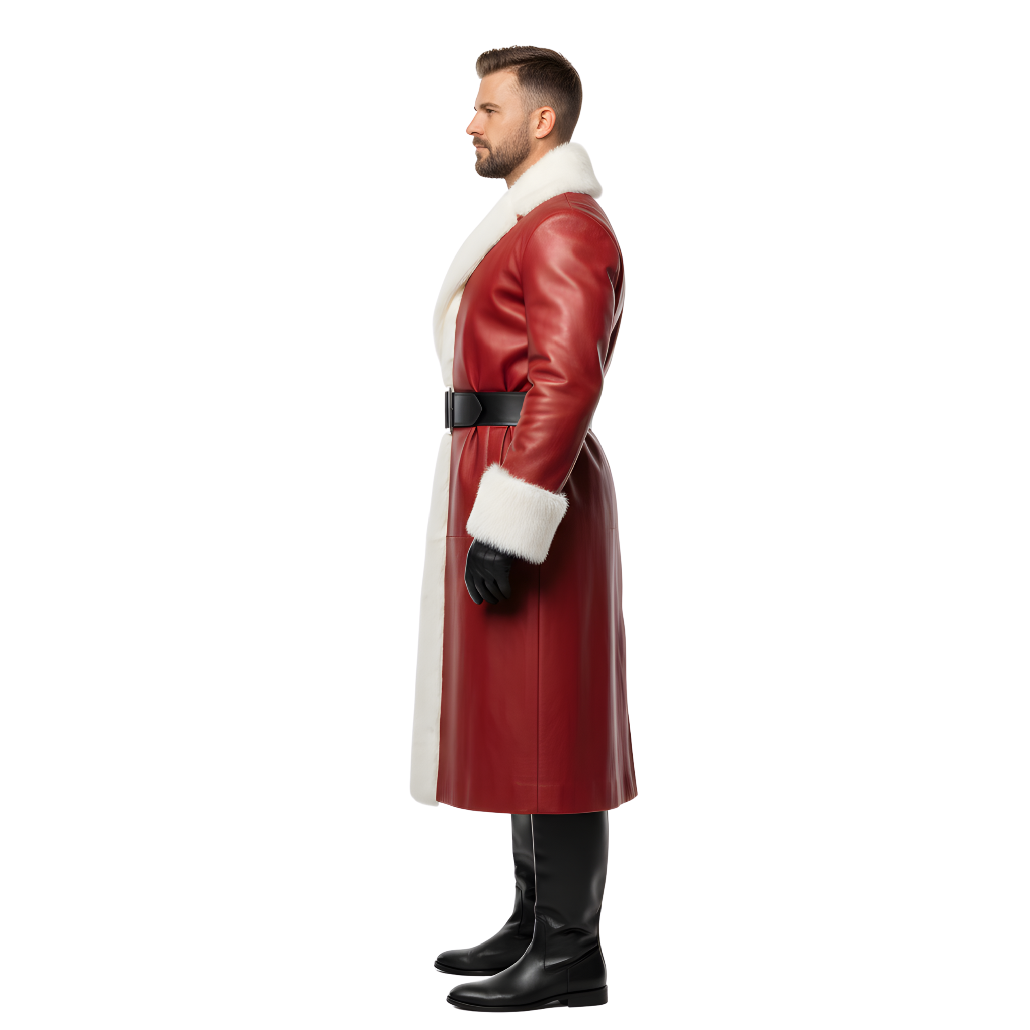 Men’s Red Leather Santa Coat