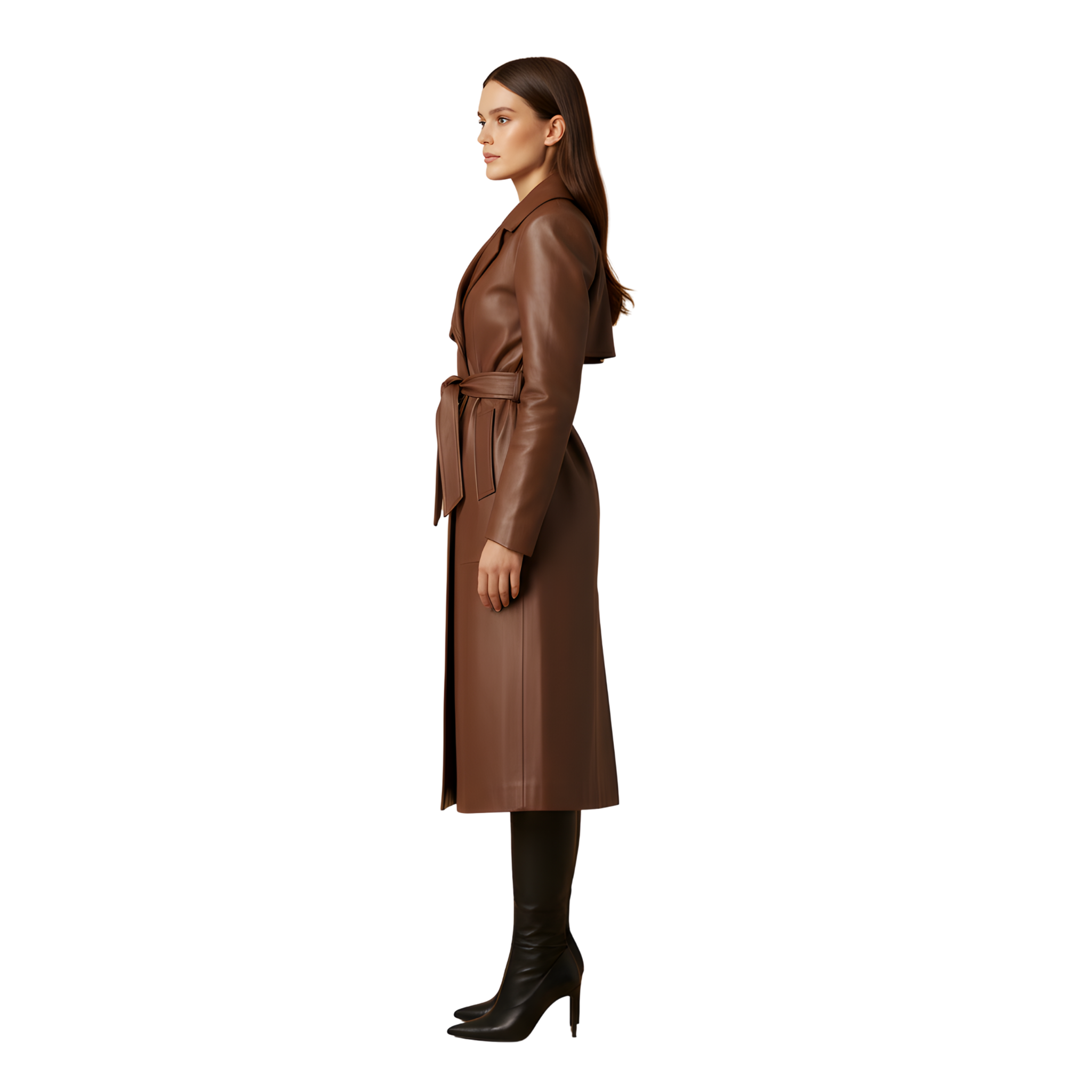 Women’s Brown Leather Trench Coat