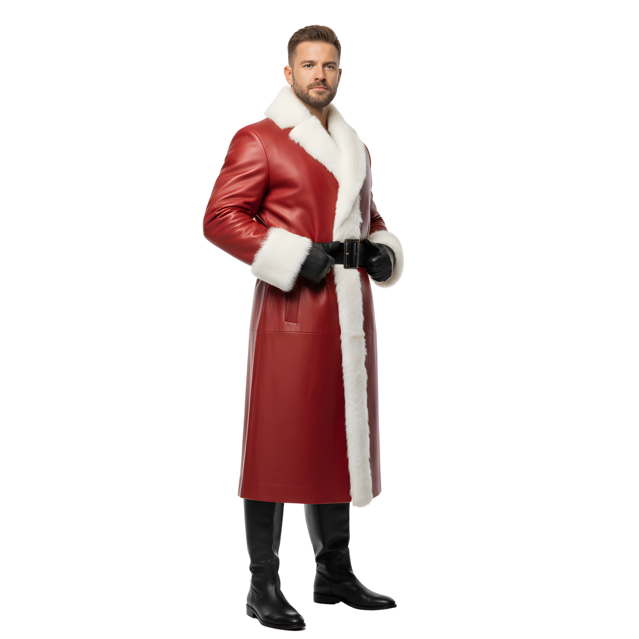 Men’s Red Leather Santa Coat