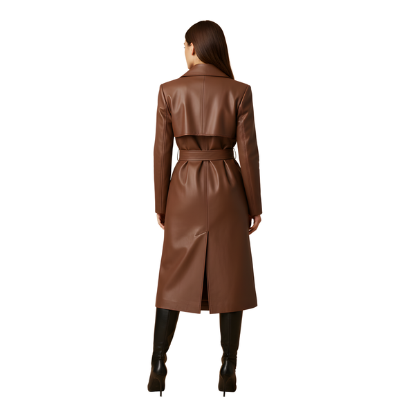 Women’s Brown Leather Trench Coat