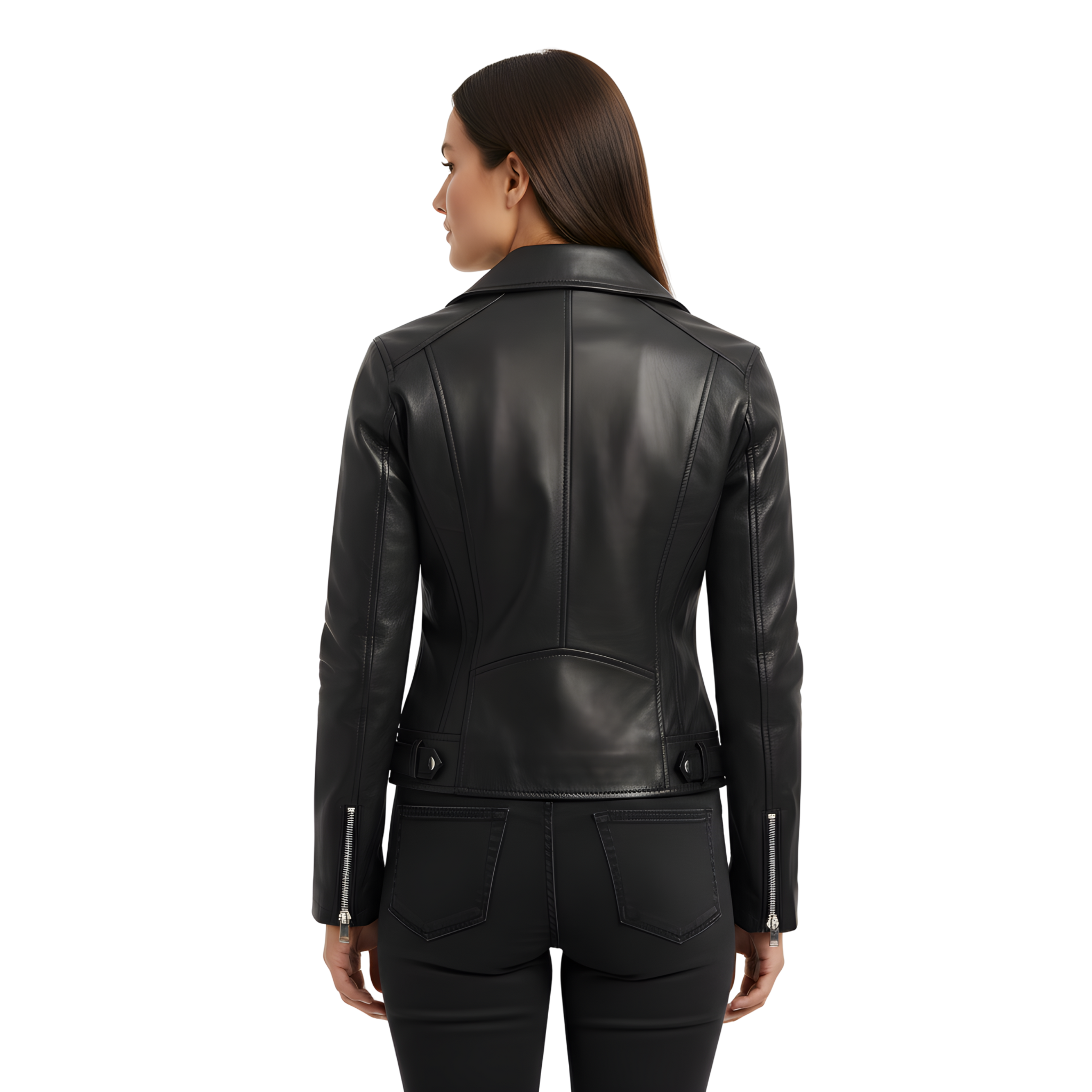 Women’s Black Leather Biker Jacket