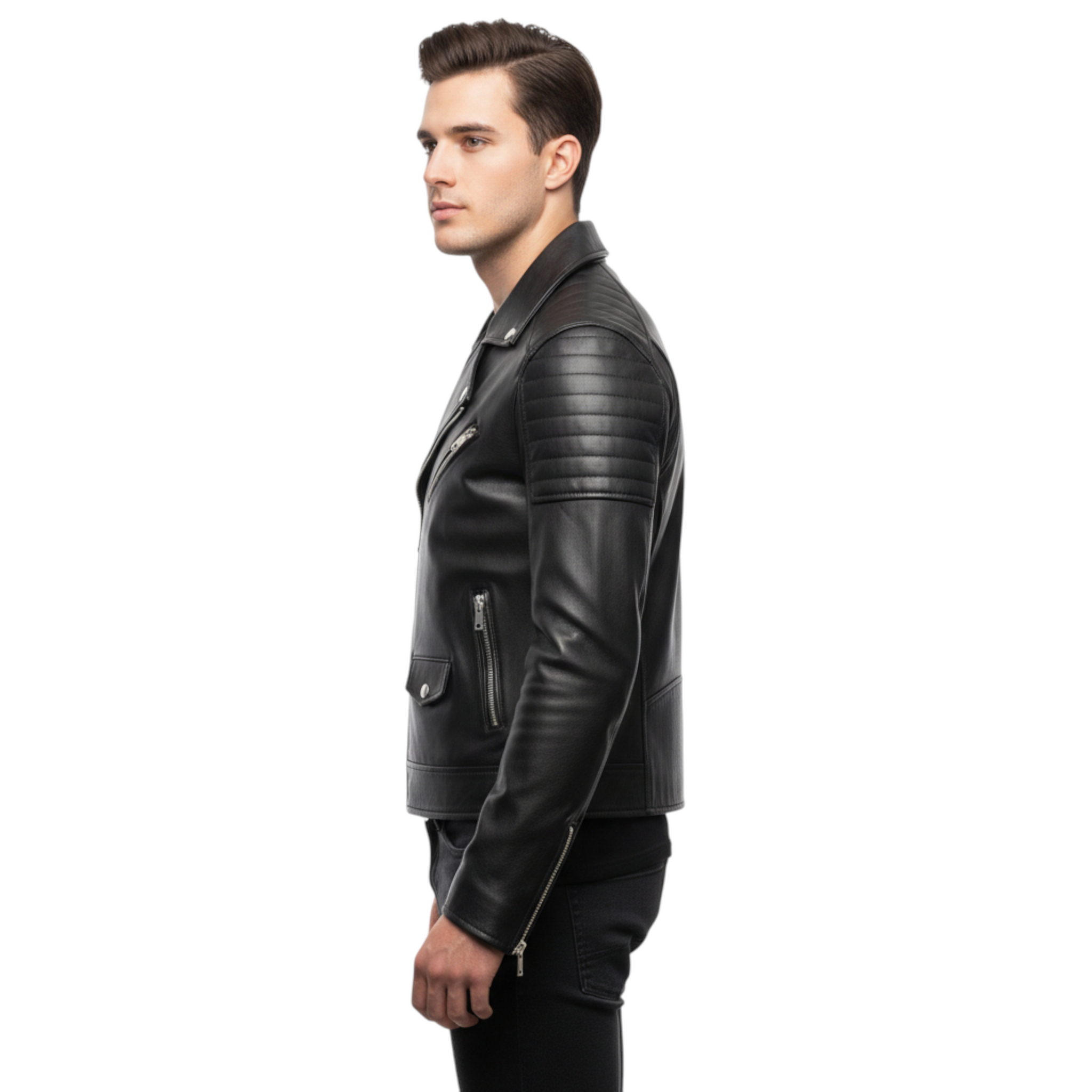 Men’s Black Genuine Leather Biker Jacket