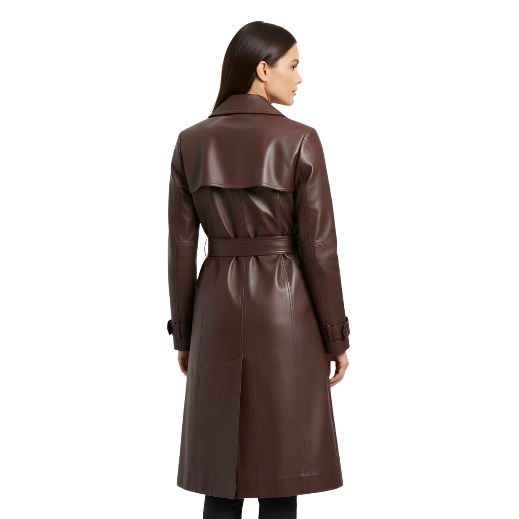 Women’s Brown Leather Trench Coat