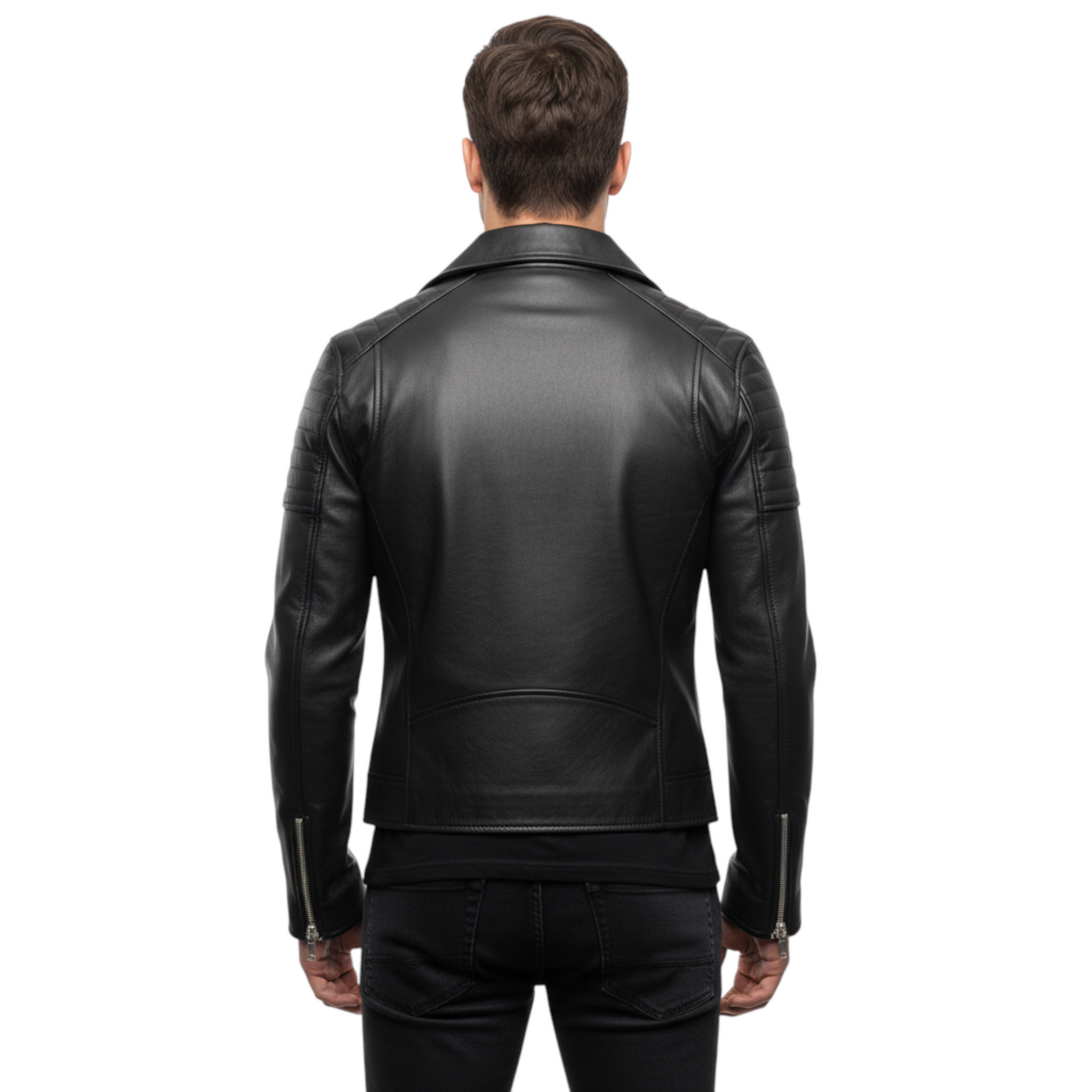 Men’s Black Genuine Leather Biker Jacket