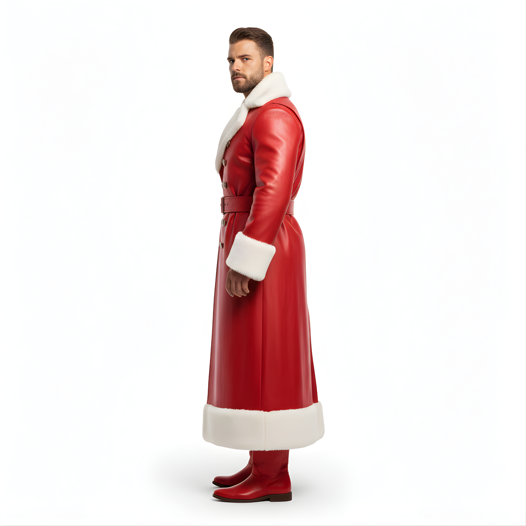Men’s Santa Red Leather Coat