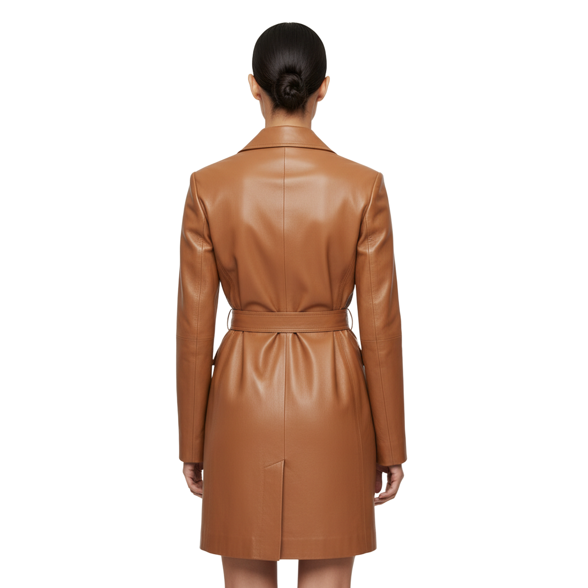 Women’s Tan Leather Coat Dress