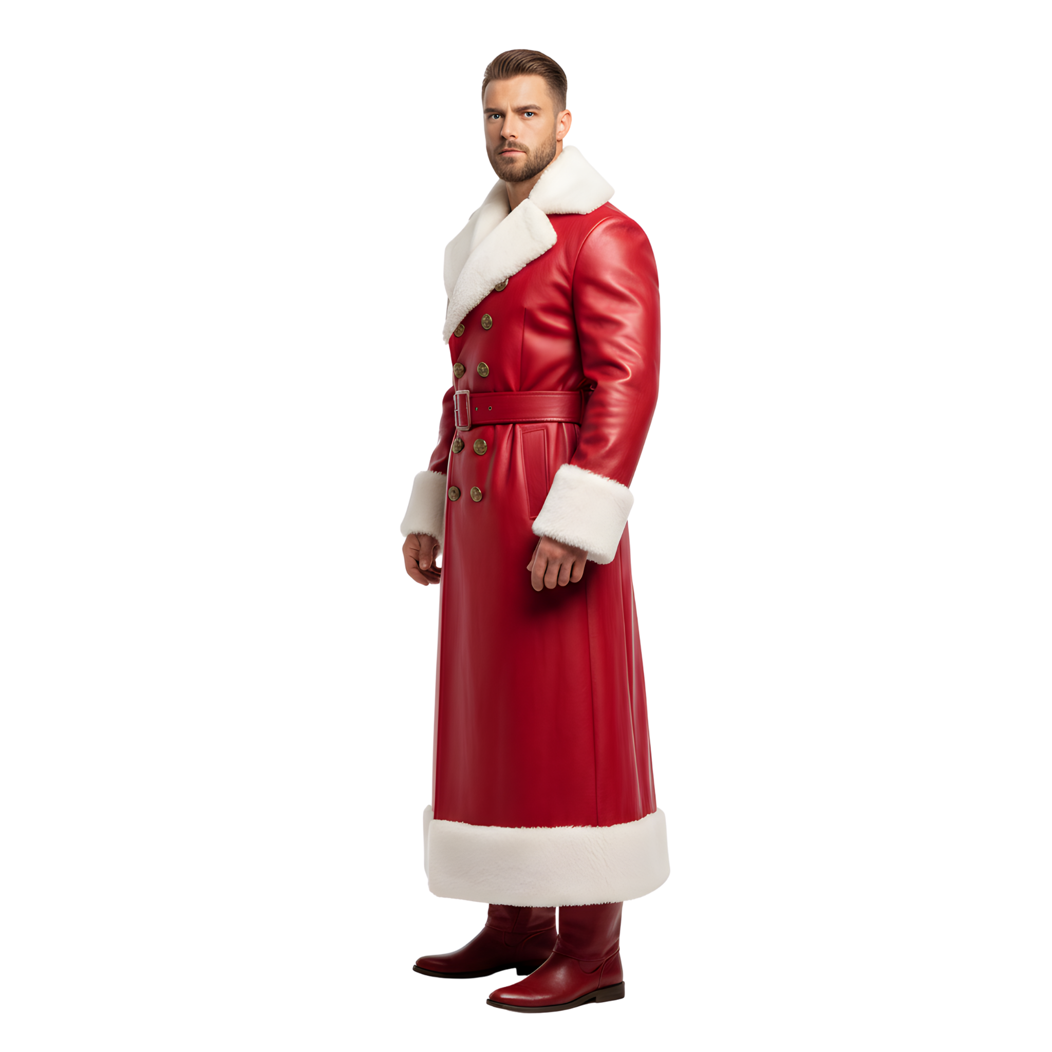 Men’s Santa Red Leather Coat