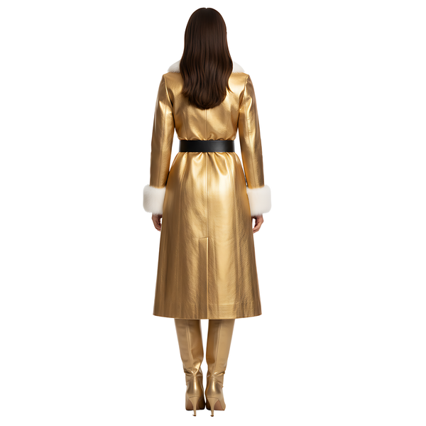 Women’s Golden Leather Christmas Coat