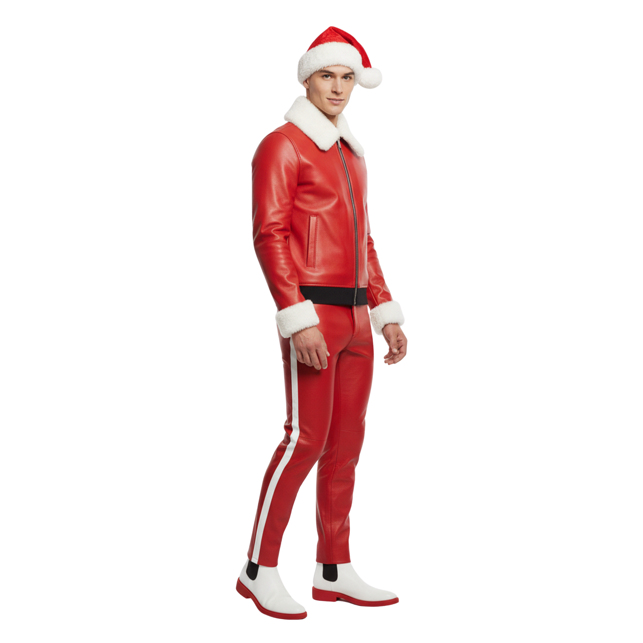 Men’s Red Leather Christmas Costume