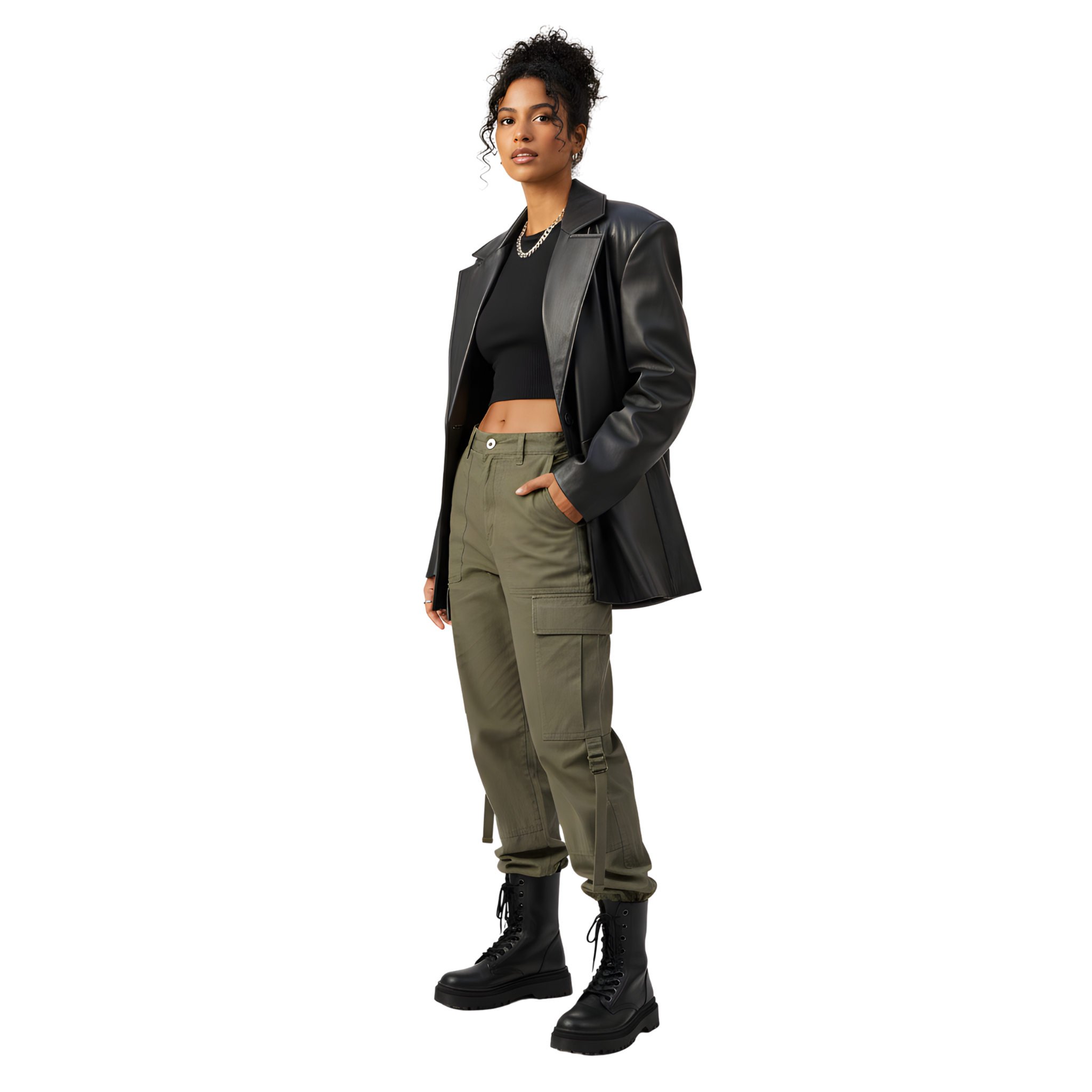 Women’s Oversized Black Leather Blazer