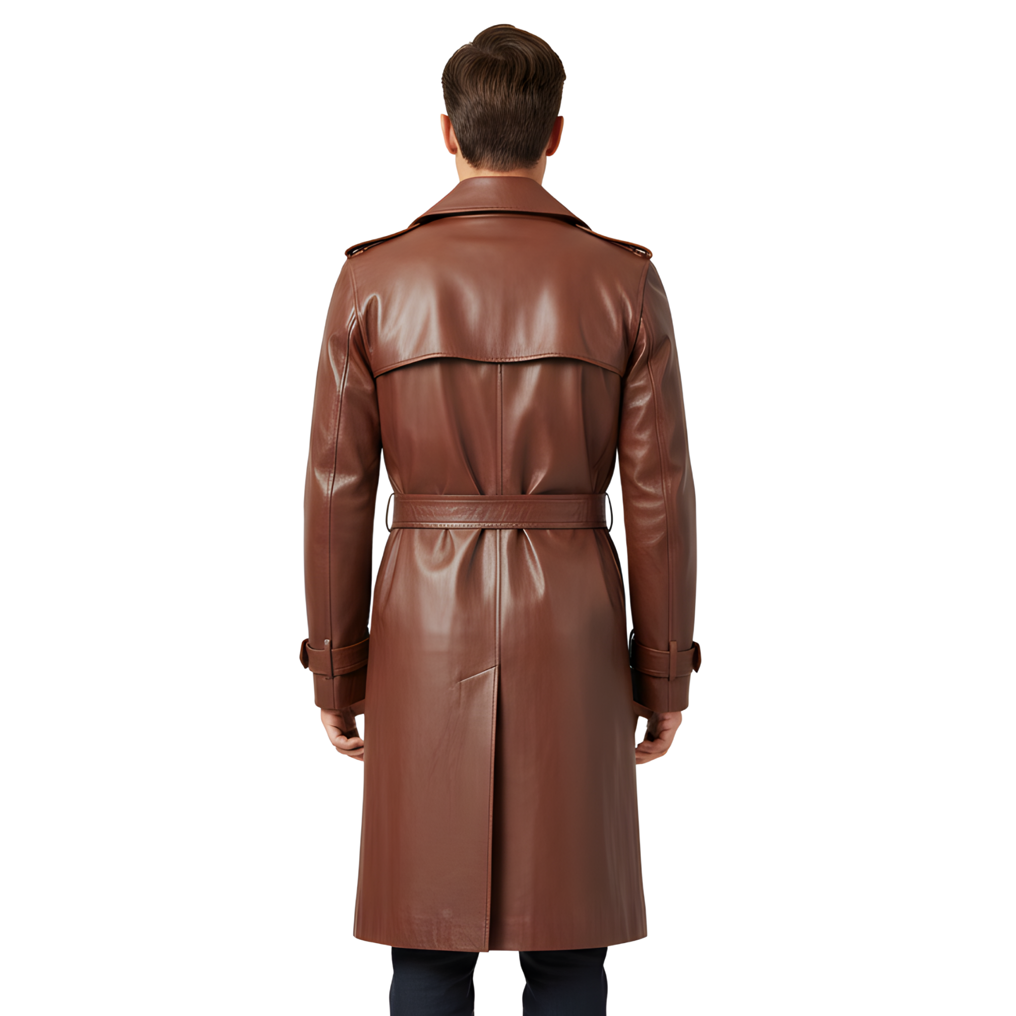 Men’s Brown Leather Trench Coat