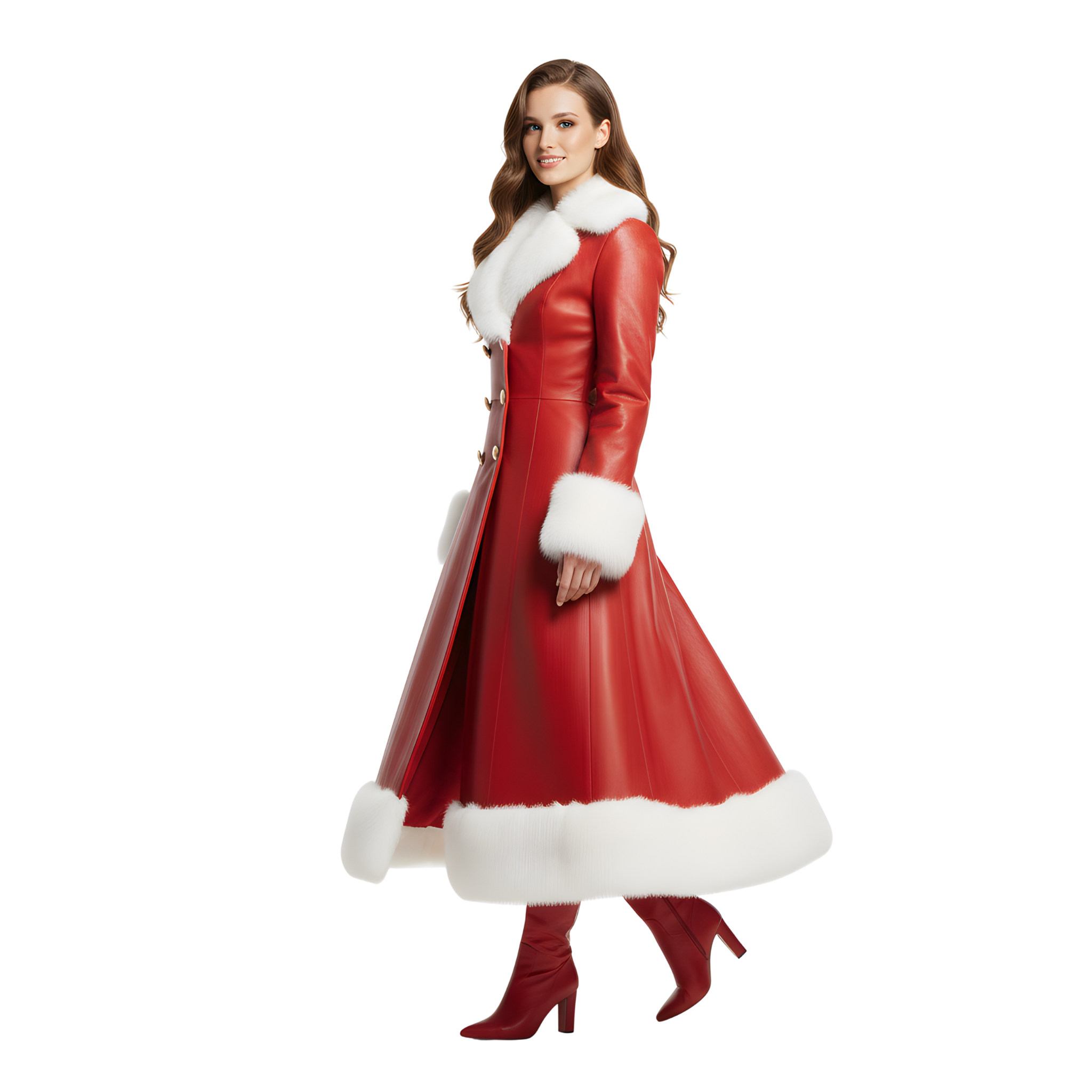 Women’s Red Leather Christmas Coat
