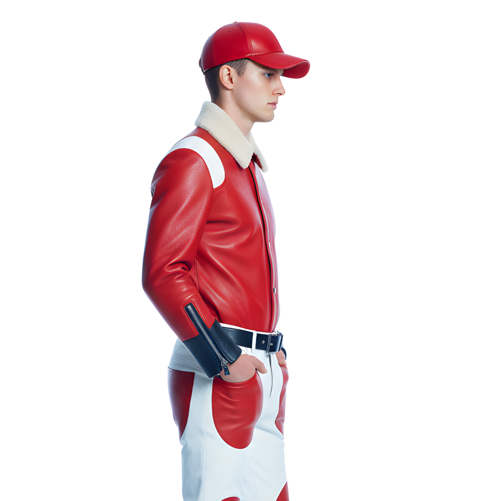 Men’s Red & White Leather Christmas Outfit